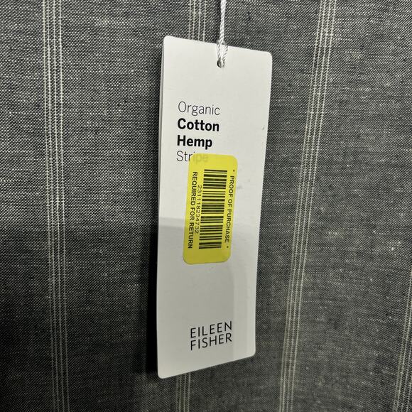 Eileen Fisher Dress NWT Moon Gray Stripe Hemp Organic Cotton Raw Hem Shift XL - Picture 7 of 10